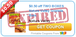 $0.50 off TWO BOXES Nature Valley Granola Bars