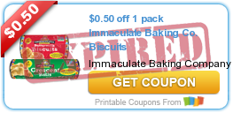 $0.50 off 1 pack Immaculate Baking Co. Biscuits