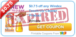 $0.75 off any Windex Touch-Up Cleaner Product