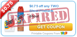 $0.75 off any TWO Shout Products