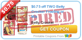 $0.75 off TWO Betty Crocker Frosting or Mix