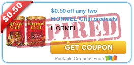 $0.50 off any two HORMEL Chili products