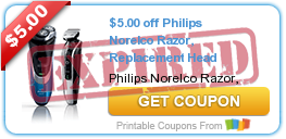 $5.00 off Philips Norelco Razor, Replacement Head