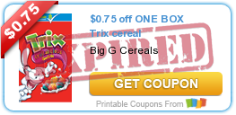 $0.75 off ONE BOX Trix cereal