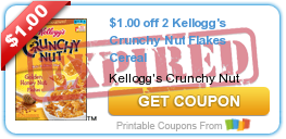 $1.00 off 2 Kellogg's Crunchy Nut Flakes Cereal