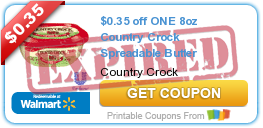 $0.35 off ONE 8oz Country Crock Spreadable Butter