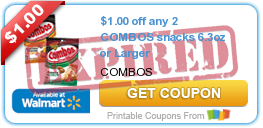 $1.00 off any 2 COMBOS snacks 6.3oz or Larger