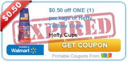 $0.50 off ONE (1) package of Hefty Tallboy Cups