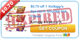 $0.70 off 1 Kellogg's Special K Nourish Hot Cereal