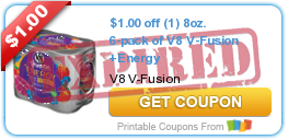 $1.00 off (1) 8oz. 6-pack of V8 V-Fusion +Energy