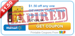 $1.50 off any one GEVALIA Coffee Single Serve Cups