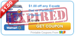 $1.00 off any Equate Pad or Pantiliner Product