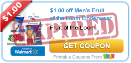 $1.00 off Men's Fruit of the Loom Underwear