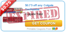 $0.75 off any Colgate Toothpaste