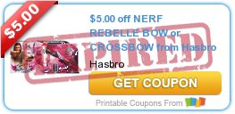 $5.00 off NERF REBELLE BOW or CROSSBOW from Hasbro