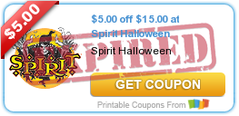 $5.00 off $15.00 at Spirit Halloween