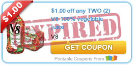 $1.00 off any TWO (2) V8 100% vegetable juice