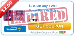 $2.00 off any TWO Poise Pads or Poise Liners