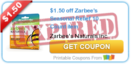 $1.50 off Zarbee's Seasonal Relief 10 Count item