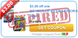 $3.00 off one BEYBLADE BEYWARRIORS figure