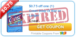 $0.75 off one (1) Coast Soap (8 Bar or Larger