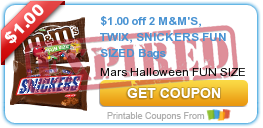 $1.00 off 2 M&M'S, TWIX, SNICKERS FUN SIZED Bags