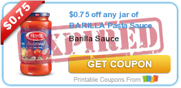 $0.75 off any jar of BARILLA Pasta Sauce