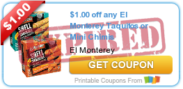 $1.00 off any El Monterey Taquitos or Mini Chimis