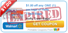 $1.00 off any ONE (1) package of Hefty Trash Bags