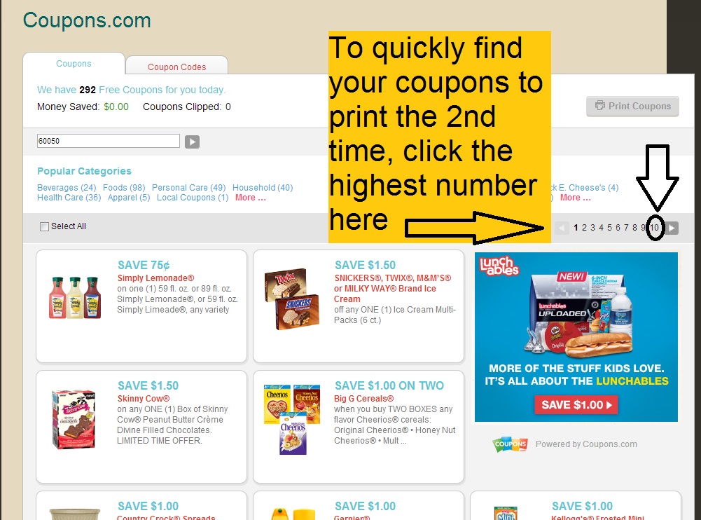 coupons.com shortcut to print coupons