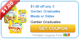 $1.00 off any 3 Gerber Graduates Meals or Sides