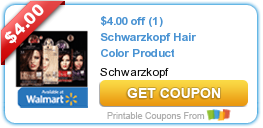 $4.00 off (1) Schwarzkopf Hair Color Product