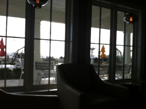 My view, looking out to Lake Erie from Starbucks/Hotel Breakers rotunda lobby.